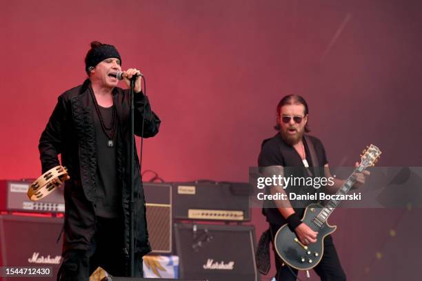 Ian Astbury and Billy Duffy of The Cult perform onstage during the Harley-Davidson's Homecoming Festival - Day 1 at Veterans Park on July 14, 2023 in...