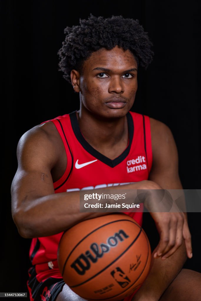 Thompson Nba Rockets Amen Thompson of the Houston Rockets poses for a portrait during the ...