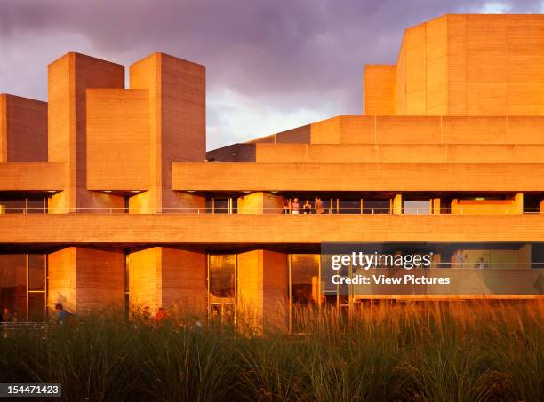 Royal National Theatre, London, United Kingdom, Architect Denys Lasdun Royal National Theatre Western Elevation Lit By Setting Sun