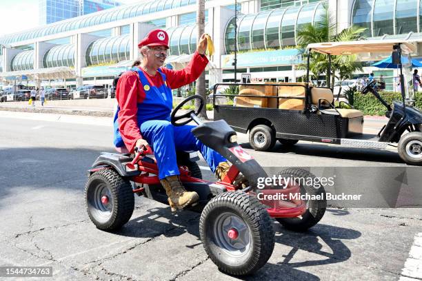 Cosplayer Matt Armstrong is dressed as Mario from Super Mario Bros at the 2023 Comic-Con International: San Diego at the San Diego Convention Center...