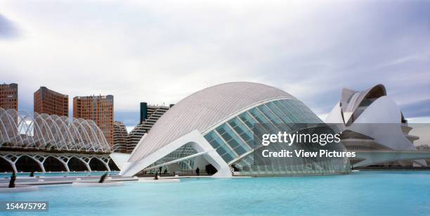 City Of Arts And Sciences, Valencia, Spain, Architect Santiago Calatrava City Of Arts And Sciences Panoramic View On A Cloudy Morning
