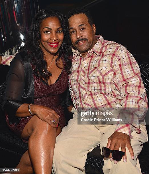 Tina Douglas and KenKaide attend the birthday celebration of Ashanti hosted by Nelly at Reign Nightclub on October 12, 2012 in Atlanta, Georgia.