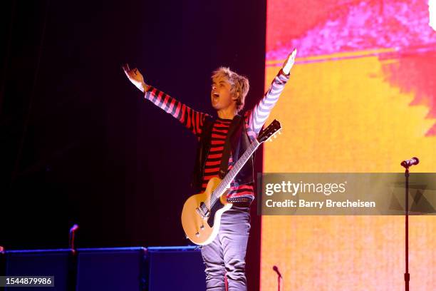 Billie Joe Armstrong of Green Day performs onstage during the Harley-Davidson's Homecoming Festival - Day 1 at Veterans Park on July 14, 2023 in...