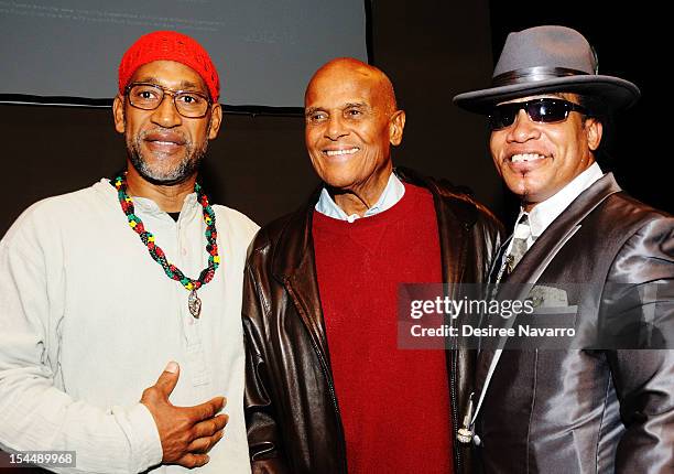 Kool Herc, Harry Belafonte and Melle Mel attend the "Beat Street" screening, panel & performance hosted by the Tribeca Film Institute at The...