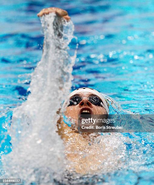 Christian Diener of Germany competes in the men's 200 m backstroke heats during day two of the FINA Swimming World Cup at Eurosportpark on October...