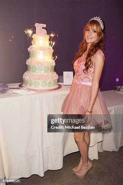 Bella Thorne attends Hallmark Gold Crown And Text Bands Celebrates Bella Thorne's Quinceanera in honor of her 15th Birthday on October 20, 2012 in...