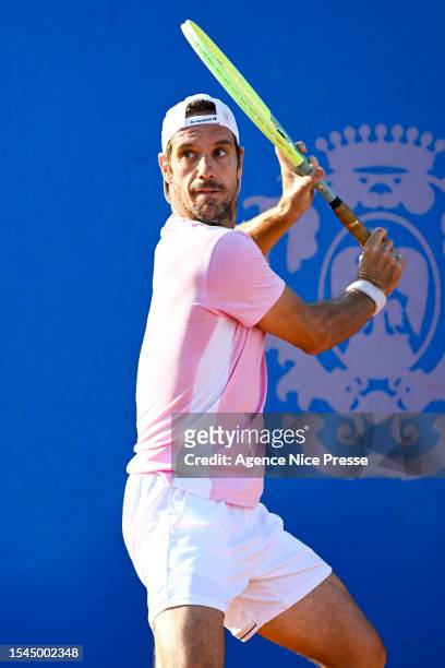 Richard GASQUET of France during the Day 2 of Hopman Cup at Nice Lawn Tennis Club on July 20, 2023 in Nice, France.