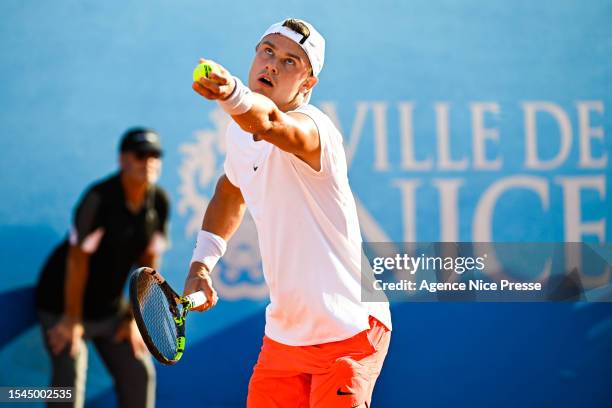 Holger RUNE of Denmark during the Day 2 of Hopman Cup at Nice Lawn Tennis Club on July 20, 2023 in Nice, France.