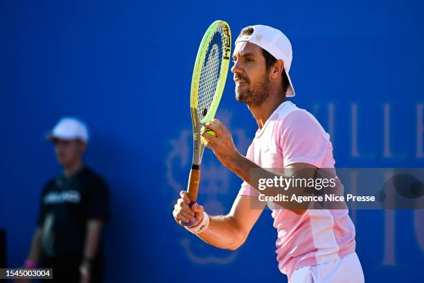 Richard GASQUET of France during the Day 2 of Hopman Cup at Nice Lawn Tennis Club on July 20, 2023 in Nice, France.