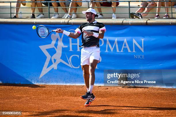 Borna CORIC of Croatia during the Day 2 of Hopman Cup at Nice Lawn Tennis Club on July 20, 2023 in Nice, France.