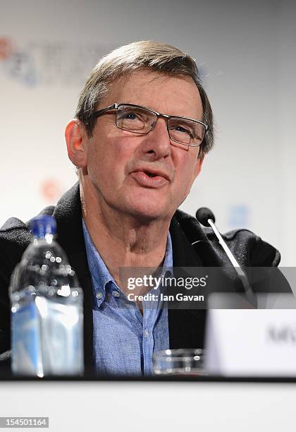 Director Mike Newell attends a press conference for 'Great Expectations' which will close the 56th BFI London Film Festival at Empire Leicester...