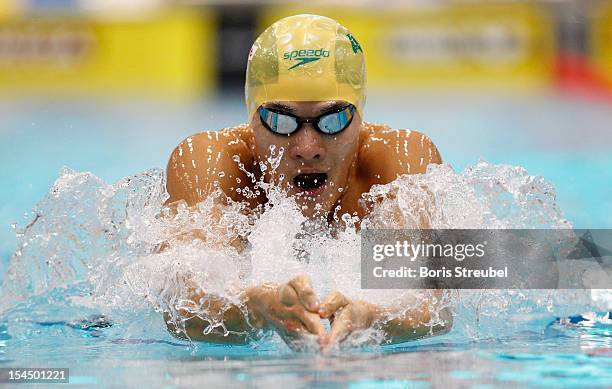 Kenneth To of Australia competes in the men's 200 m individual medley heats during day two of the FINA Swimming World Cup at Eurosportpark on October...