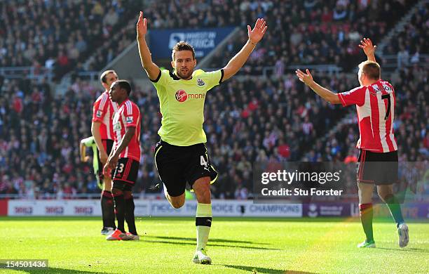 Newcastle palyer Yohan Cabaye celebrates the first goal during the Barclays Premier league match between Sunderland and Newcastle United at Stadium...