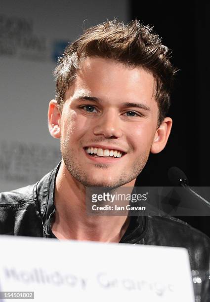 Jeremy Irvine attends a press conference for 'Great Expectations' which will close the 56th BFI London Film Festival at Empire Leicester Square on...