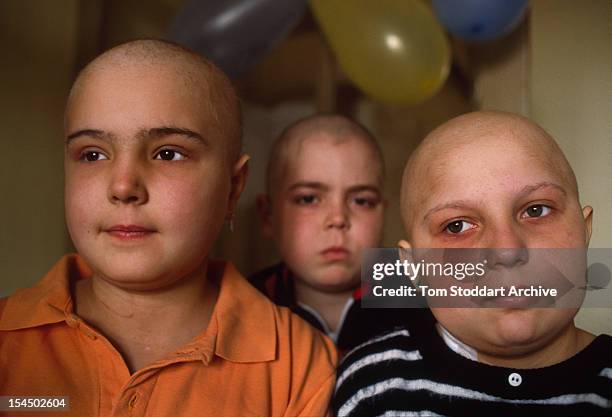 Children in the cancer ward at Jena hospital in Germany, where high levels of uranium pollute the surrounding area, Jena, East Germany, March 1991.