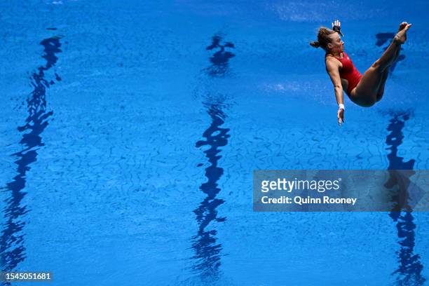 Julia Vincent of Team South Africa competes in the Women's 1m Springboard Final on day two of the Fukuoka 2023 World Aquatics Championships at...