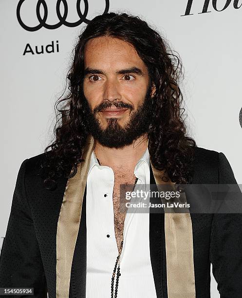 Actor Russell Brand attends the 2nd annual Reel Stories, Real Lives benefiting the Motion Picture & Television Fund at Milk Studios on October 20,...