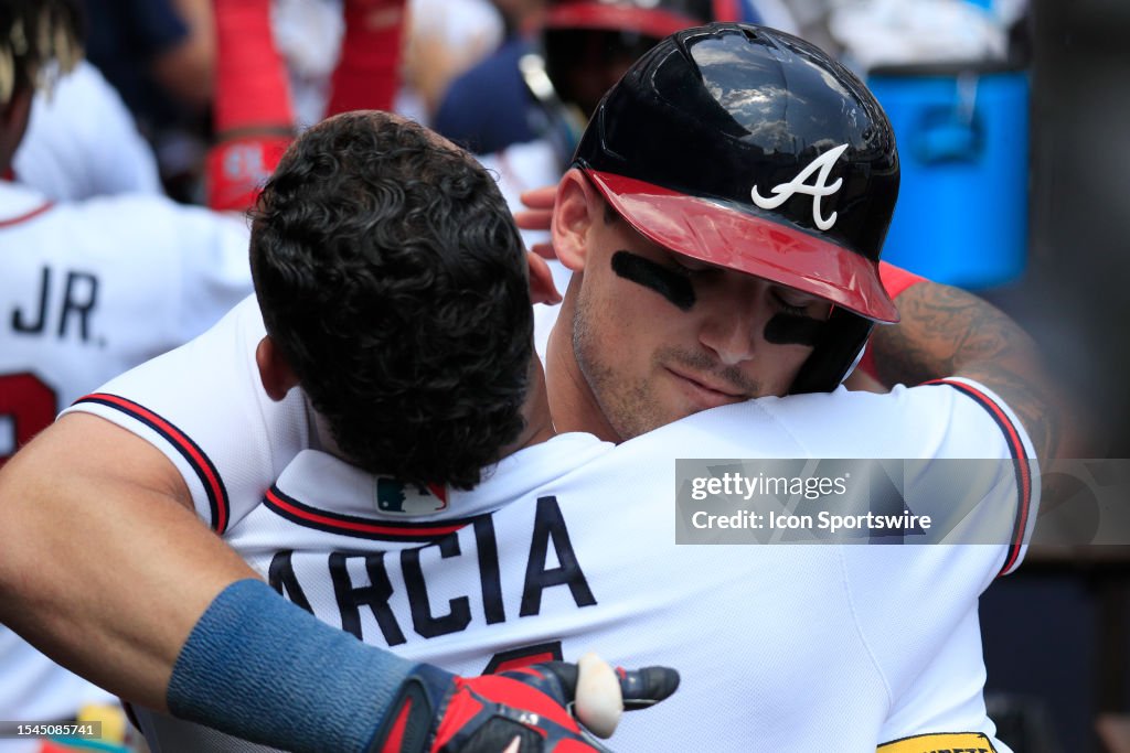 Austin Riley Third Base Atlanta Braves third baseman Austin Riley celebrates with Atlanta ...