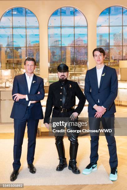 Tiffany CEO Anthony Ledru, Landmark interior architect Peter Marino and Tiffany executive vice president Alexandre Arnault are photographed for WWD...