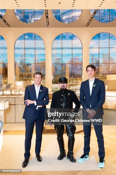 Tiffany CEO Anthony Ledru, Landmark interior architect Peter Marino and Tiffany executive vice president Alexandre Arnault are photographed for WWD...