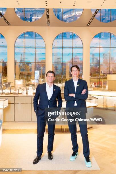 Tiffany CEO Anthony Ledru and Tiffany executive vice president Alexandre Arnault are photographed for WWD on April 12, 2023 at Tiffany & Co. In New...