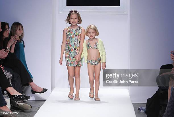 Model walks the runway at Baby CZ show during Petite Parade NY Kids Fashion Week In Collaboration With VOGUEbambini at Industria Superstudio on...