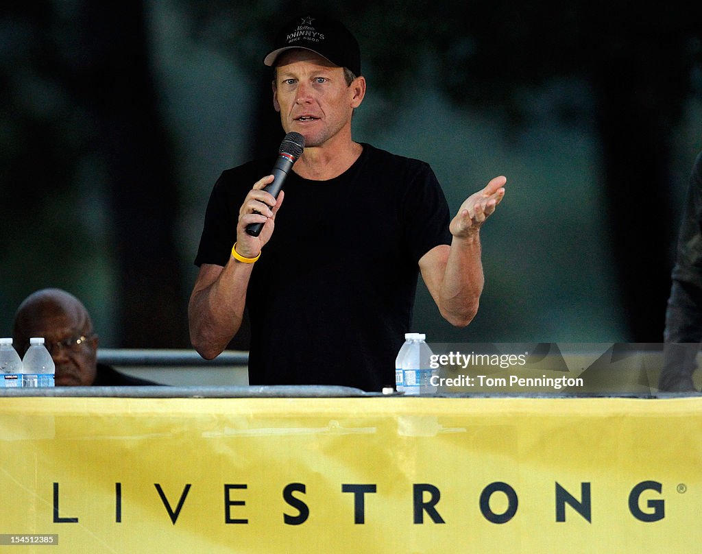 Lance Armstrong Speaks At The LIVESTRONG Challenge Ride