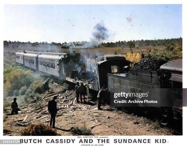 The aftermath of a train fire in a scene from the film 'Butch Cassidy And The Sundance Kid', 1969.