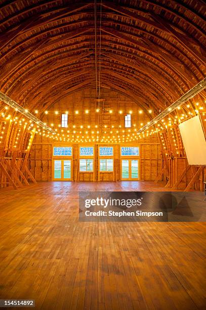large, empty country/ranch barn, dusk - barn stock pictures, royalty-free photos & images
