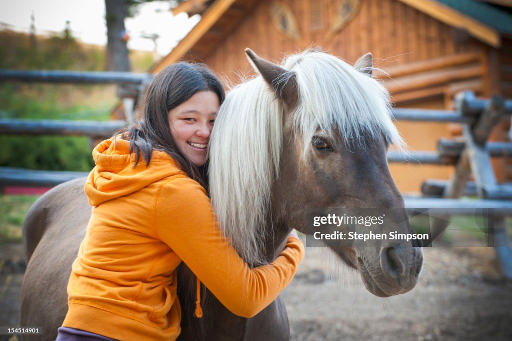 Teen ranch girl with Icelandic ponies