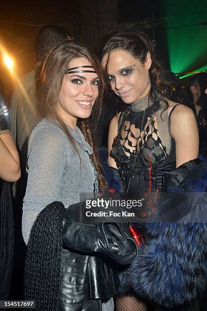 Chloe Lambert and Melissa Mars attend the 'Chaos 2099' Apocalypse Costume Ball hosted by Les Ambassadeurs In Entrepots Babcock on October 20, 2012 in...