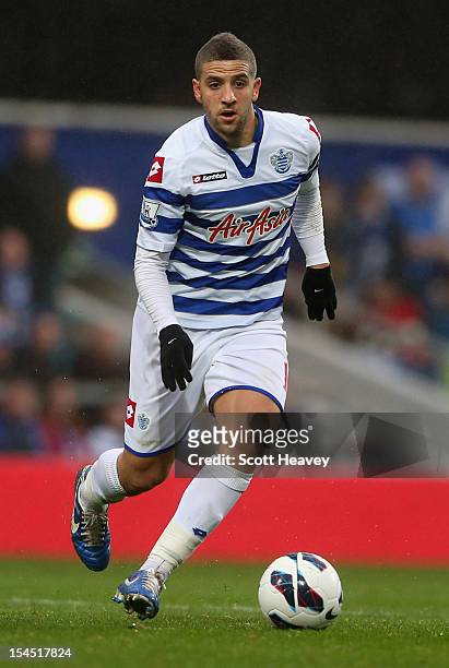 Adel Taarabt of Queens Park Rangers in action during the Barclays Premier League match between Queens Park Rangers and Everton at Loftus Road on...
