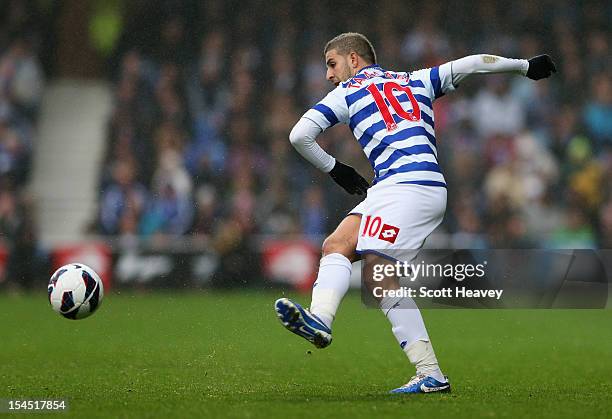 Adel Taarabt of Queens Park Rangers in action during the Barclays Premier League match between Queens Park Rangers and Everton at Loftus Road on...