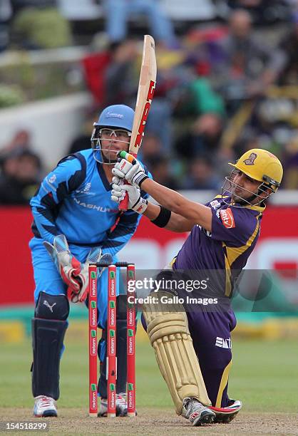 Gautam Gambhir of Kolkata Knight Riders in action during the Champions league twenty20 match between CLT20 Kolkata Knight Riders v Nashua Titans at...