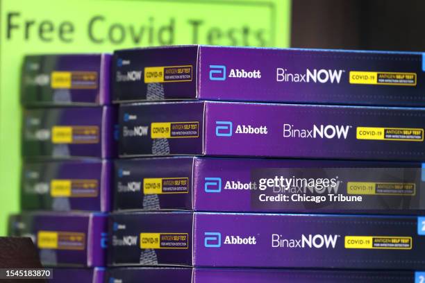 BinaxNOW COVID-19 test kits were made available to students at Whitney Young High School, Feb. 17, 2023.