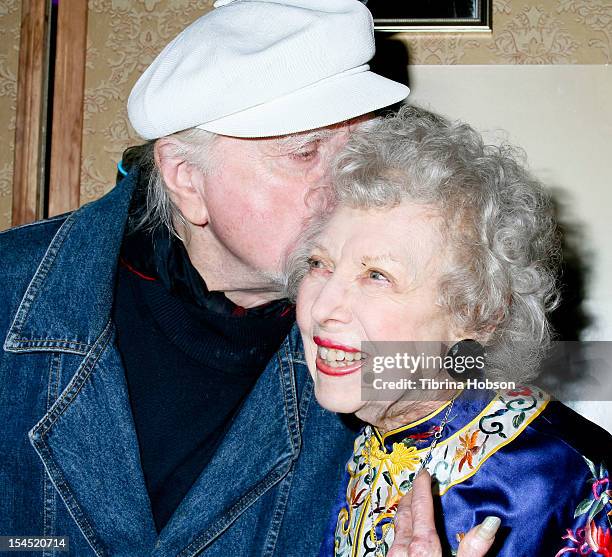 Marty Ingels and Carla Laemmle attend Hollywood actress Carla Laemmle 103rd birthday at the Silent Movie Theater on October 20, 2012 in Los Angeles,...