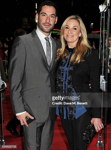 Tom Ellis and Tamzin Outhwaite attend the Gala Premiere of 'Great Expectations' which closes the 56th BFI London Film Festival at Odeon Leicester...