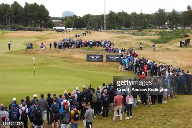 General view of the 5th green as Padraig Harrington of Ireland plays his second shot during Day Three of the Genesis Scottish Open at The Renaissance...