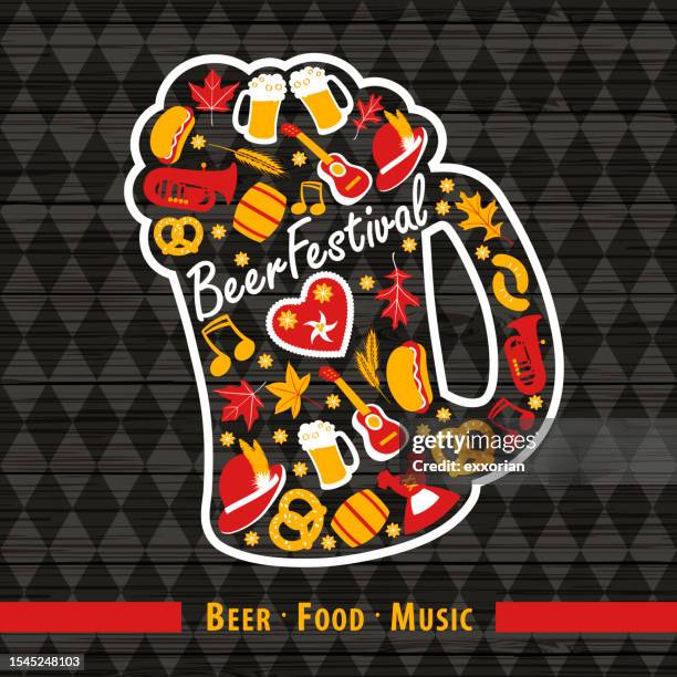 stockillustraties, clipart, cartoons en iconen met beer festival clipart elements form in mug shape - speculaastaart