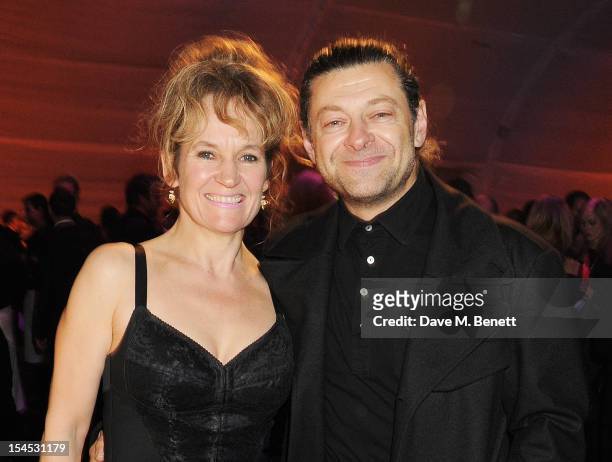 Lorraine Ashbourne and Andy Serkis attend an after party following the Gala Premiere of 'Great Expectations' which closes the 56th BFI London Film...