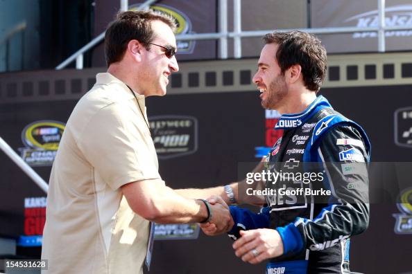 Ron Riggle Coach Actor Ron Riggle greets Jimmie Johnson , driver of the Lowe's... News ...