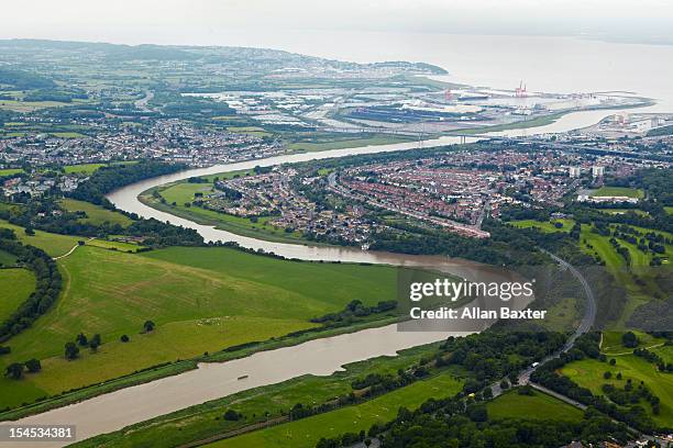 aerial view of river avon - avonmouth stock pictures, royalty-free photos & images