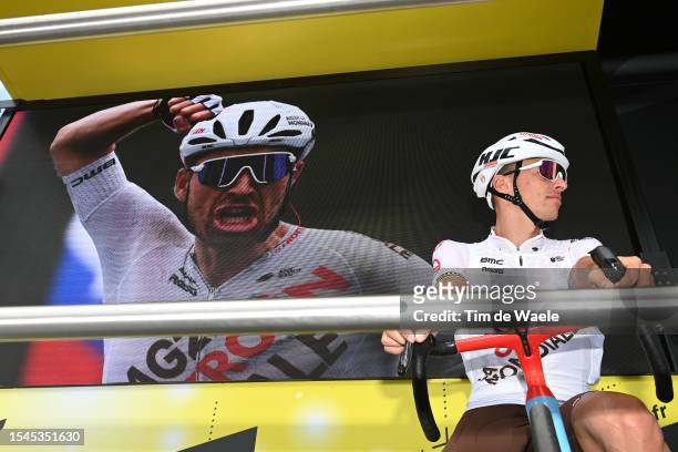 Oliver Naesen of Belgium and Ag2R Citroën Team prior to the stage fourteen of the 110th Tour de France 2023 a 151.8km stage from Annemasse to Morzine...