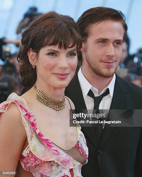 American actress Sandra Bullock and actor Ryan Gosling arrive at the Festival Palace before the screening of the film " Murder by Numbers" Friday,...