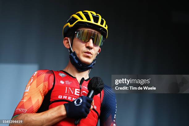 Michal Kwiatkowski of Poland and Team INEOS Grenadiers prior to the stage fourteen of the 110th Tour de France 2023 a 151.8km stage from Annemasse to...