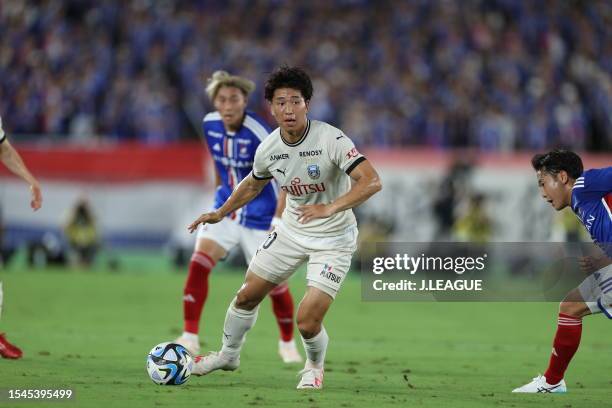 During the J.LEAGUE Meiji Yasuda J1 21st Sec. Match between Yokohama F･Marinos and Kawasaki Frontale at NISSAN STADIUM on July 15, 2023 in Yokohama,...