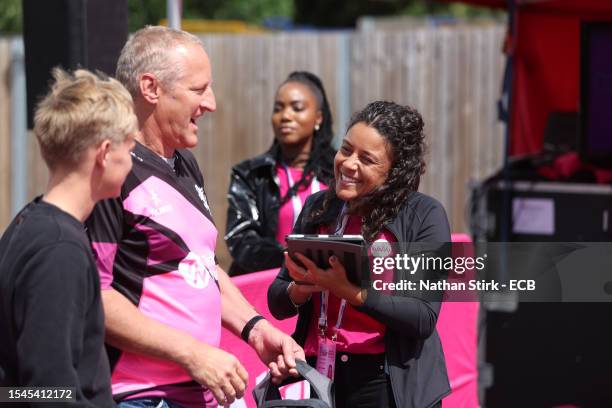 Fan takes part in a vitality activations during the Vitality Blast T20 Semi-Final 1 mtach between Essex Eagles and Hampshire Hawks at Edgbaston on...