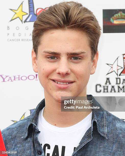 Actor Garrett Backstrom attends "A Day Of Champions" benefiting the Bogart Pediatric Cancer Research Program at the Sports Museum of Los Angeles on...