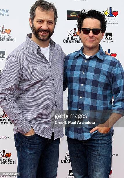 Producer Judd Apatow and Director JJ Abrams attend "A Day Of Champions" benefiting the Bogart Pediatric Cancer Research Program at the Sports Museum...