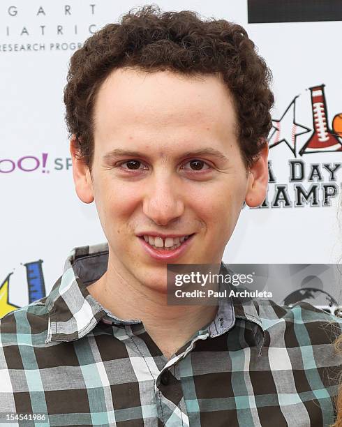 Actor Josh Sussman attends "A Day Of Champions" benefiting the Bogart Pediatric Cancer Research Program at the Sports Museum of Los Angeles on...